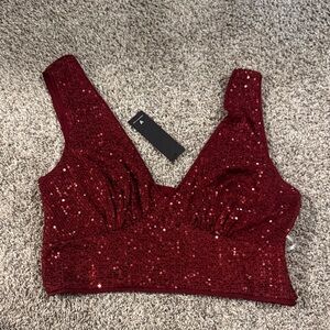 Lulu's Sparkling Wine Red Crop Top